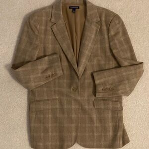 Lands' End Ladies size 16 Checkered Brown Blazer